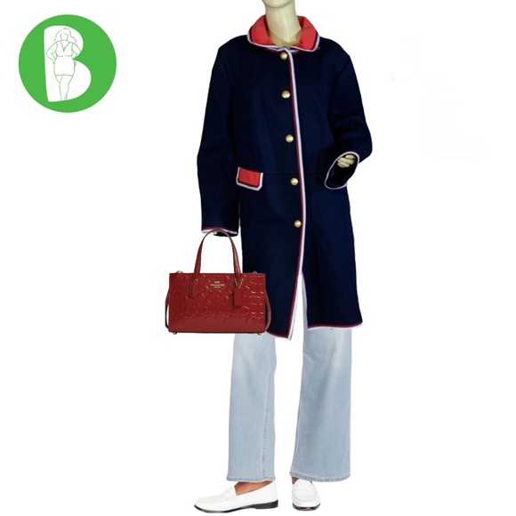 TALBOTS BLUE, RED & WHITE COTTON TRENCH JACKET (22W) - Picture 1 of 14